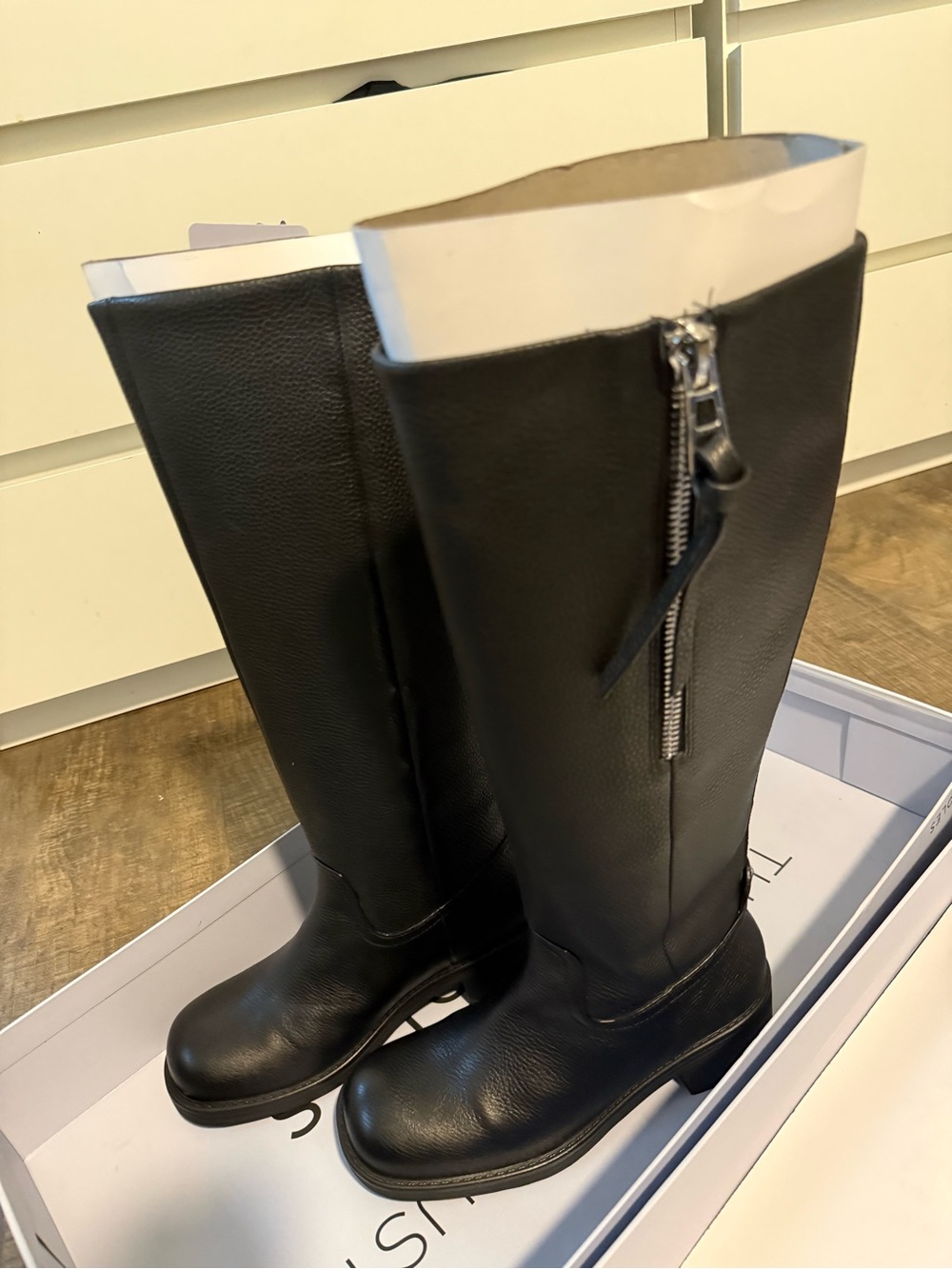 AEROSOLES Black Over-the-Knee Zipper Boots